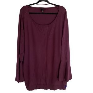 Lane Bryant Plus Size Purple Long Bell Sleeve Sweater